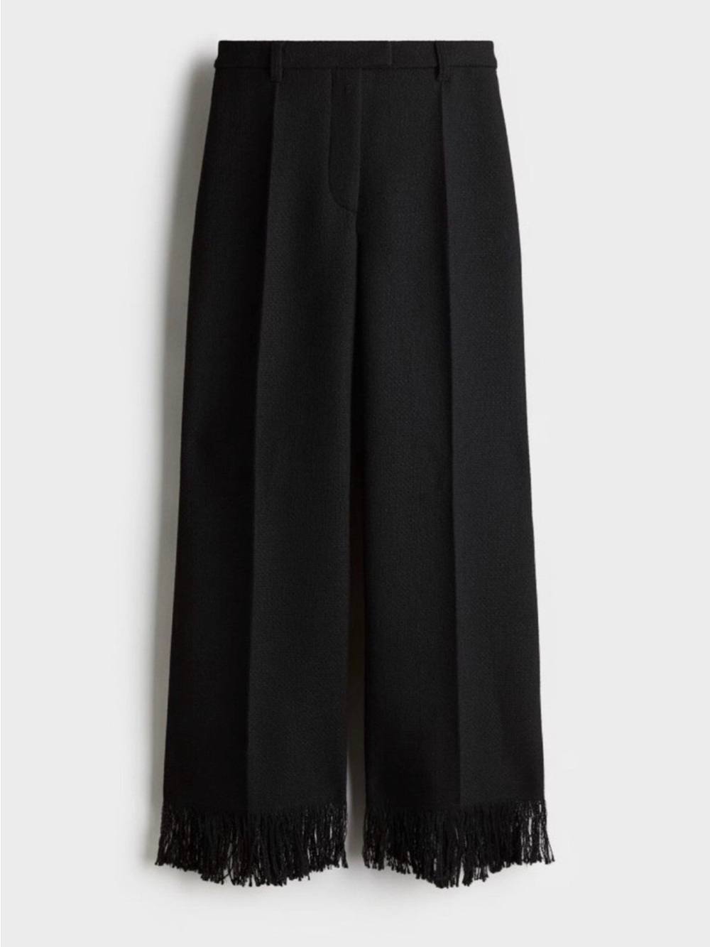 H&M Edition Black Wide-Leg Trousers with Fringe Hem